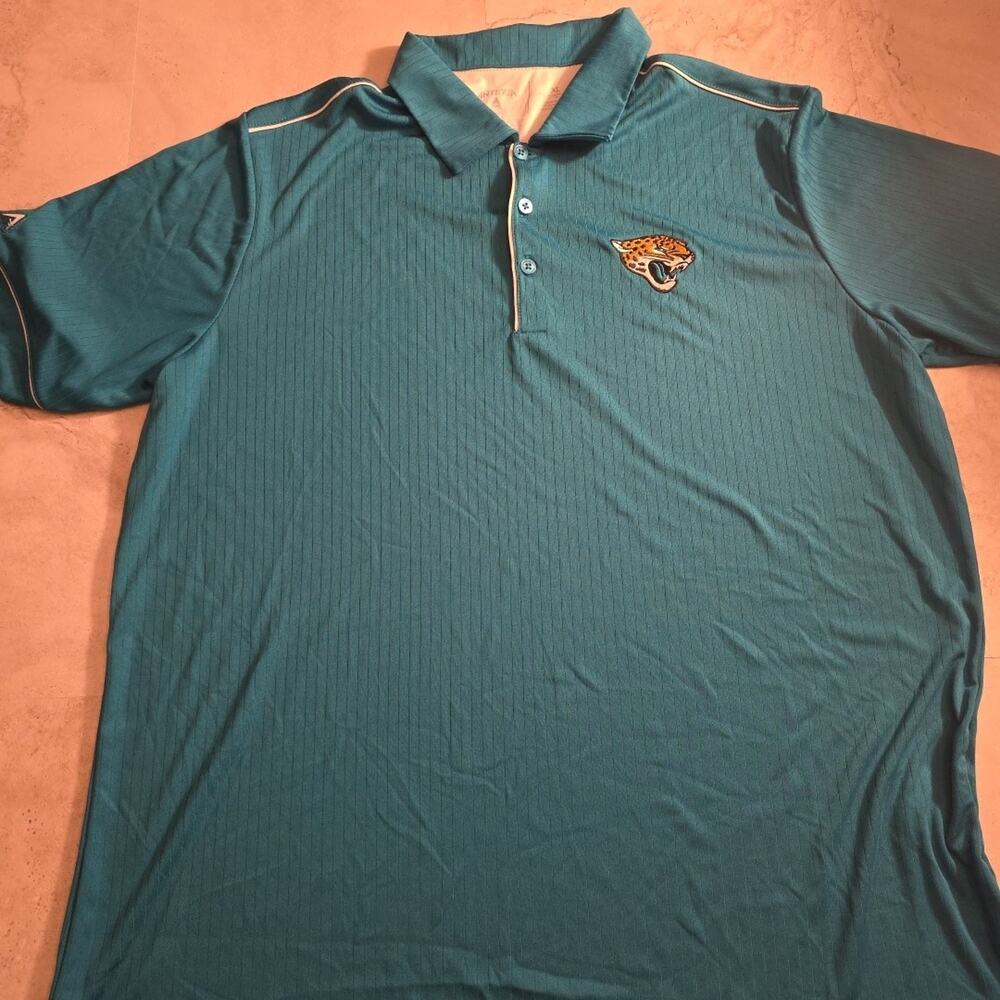 Men's XL Antigua Golf Polo Jacksonville Jaguars Size Teal Logo Short Sleeve
